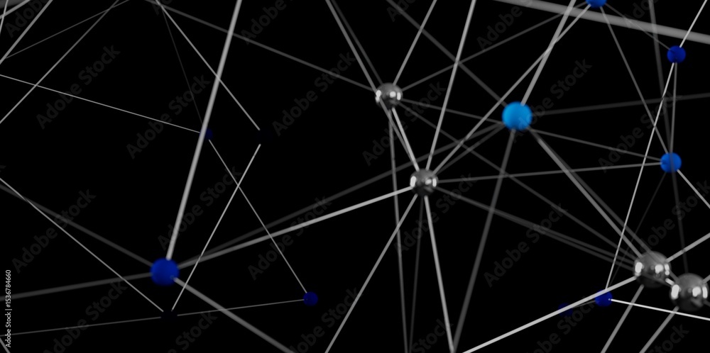 Poster Stock photo of an abstract network connection graphic with nodes and lines. Perfect for technology, connection, and network concepts.