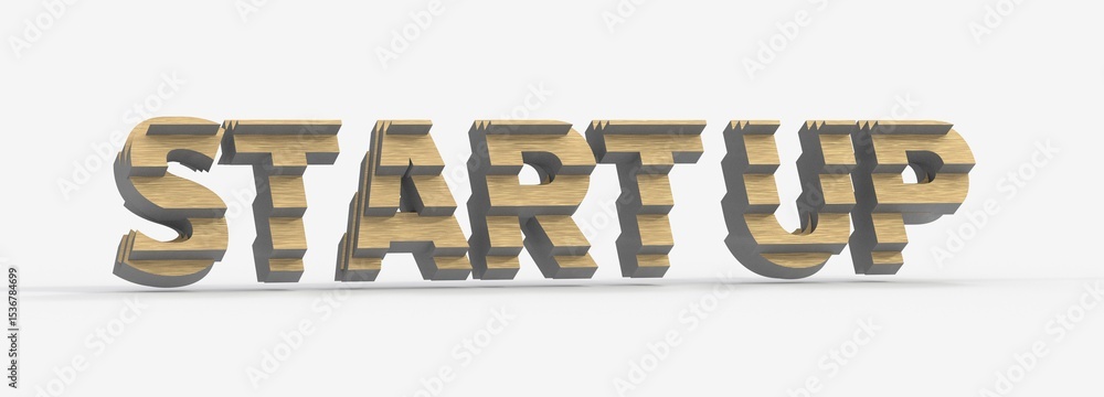 Poster high-quality 3d render of the word startup, perfect for business and technology concepts.