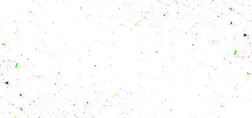 Multiple colorful dust texture on the white background, fine and scattered dust particles, scratches, smudges, and noise with an aged, distressed look.