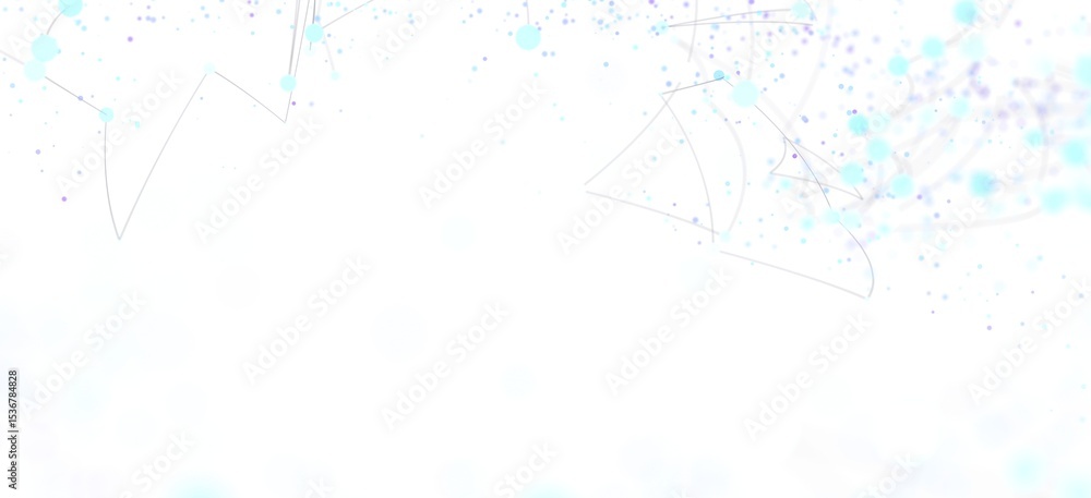Poster beautiful abstract background featuring delicate light blue particles and thin lines on a white canv