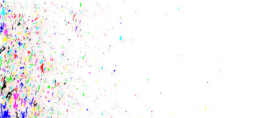 Multiple colorful dust texture on the white background, fine and scattered dust particles, scratches, smudges, and noise with an aged, distressed look.