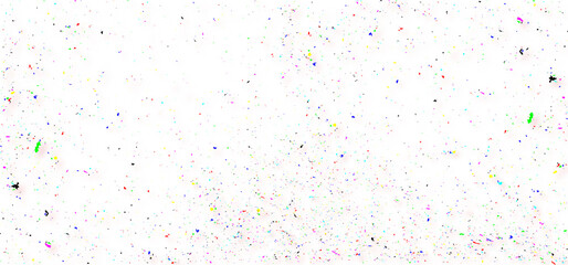 Multiple colorful dust texture on the white background, fine and scattered dust particles, scratches, smudges, and noise with an aged, distressed look.