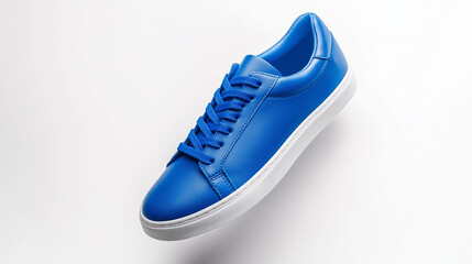 Sleek Cobalt Sneaker: A singular, brand-new cobalt blue sneaker presents a modern aesthetic, showcasing a clean design and effortless style.