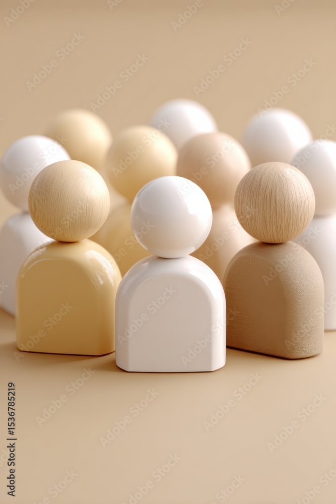 Poster diversity of people in a crowd, representing inclusion and human resources, with a minimalist and mo