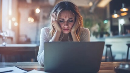 Woman overwhelmed by digital demands, demonstrating stress in a modern era