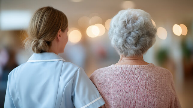 Nurse Assisting Senior Woman in a Nursing Home