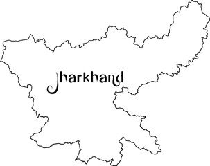 Create a detailed vector illustration of the Jharkhand state map of India. Include district boundaries, major cities like Ranchi, Jamshedpur, Dhanbad, and rivers. Design the map with Jharkhand