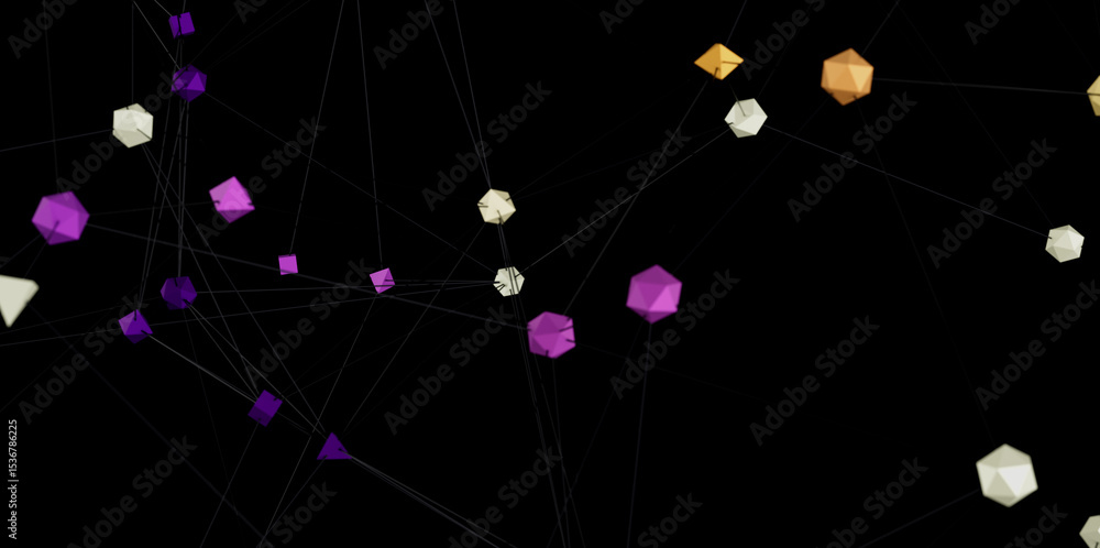 Poster modern digital network, data flow, connection, technology background. abstract geometric shapes.