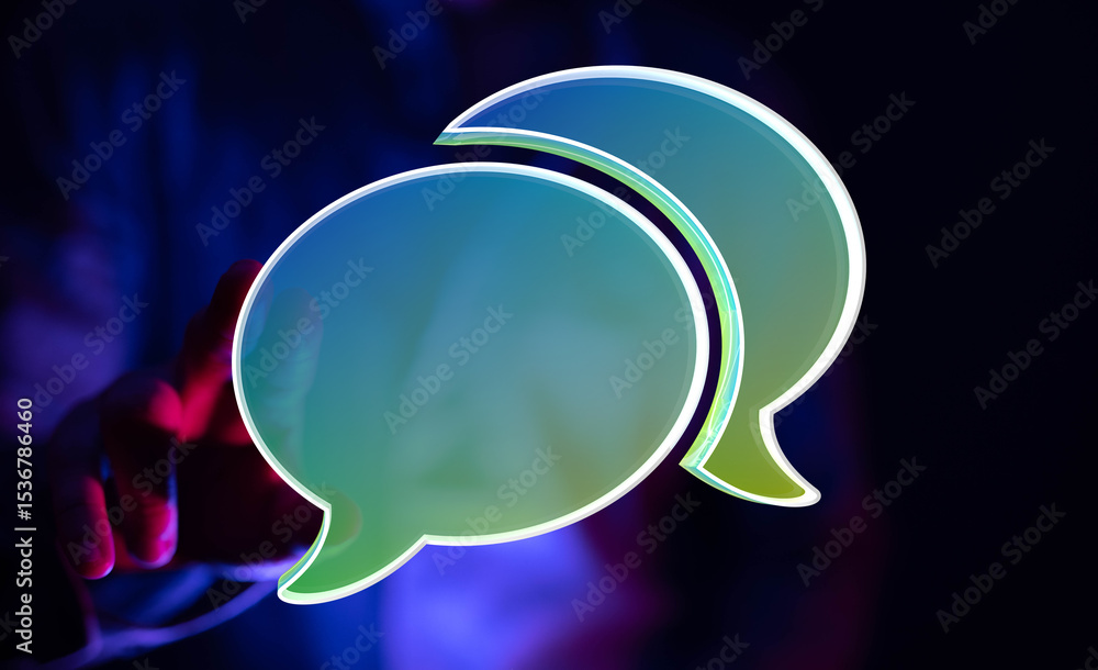 Poster abstract image of glowing speech bubbles, perfect for communication, conversation, and online chat c