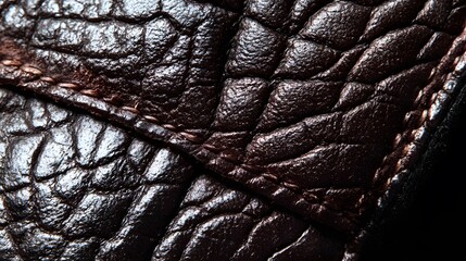 Closeup Brown Leather Texture with Stitching Detail