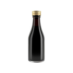 Dark Liquid in Glass Bottle with Gold Cap - Product Mockup