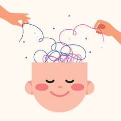Smiling face with mental health, good health care. Psychotherapy concept. 