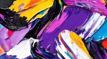 Abstract Colorful Oil Painting Swirls Vivid Texture