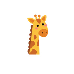 Giraffe Animal Head in Flat Vector