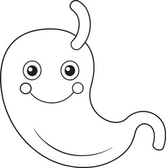 Happy stomach cartoon outline fun kid coloring page printable illustration