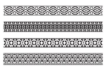 Set of decorative seamless ornamental border - Vector modular