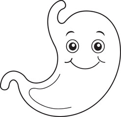 Happy stomach cartoon illustration for kids coloring book pages