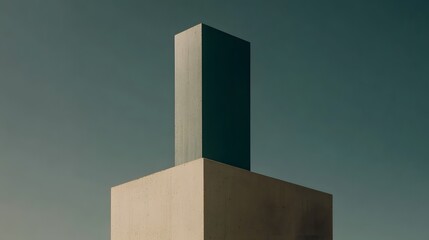 Abstract Minimalist Architecture Geometric Structure Beige Green Blocks