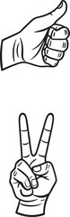 Fototapeta premium Hand Gestures Design Elements Thumbs Up Peace Sign