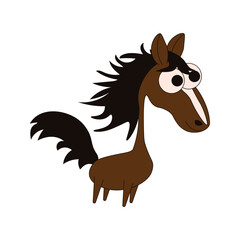 Funny horse. Whimsical 2026 zodiac animal isolated transparent background. Vector illustration of nursety silly horse. Ideal kids art room design child sticker. EPS 10