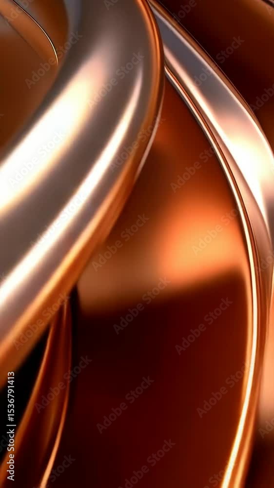 Aufkleber abstract flowing bronze and copper metallic fabric with smooth, glossy, shiny waves and subtle shado
