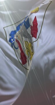 Flag of Odense city, Southern Denmark. Loop. 4K Vertical