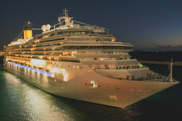Mega family cruiseship cruise ship liner Fortuna docked at terminal in Marseille Provence, France...
