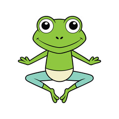 Fototapeta premium Frog Doing Yoga Cartoon Animal