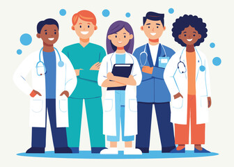Team of doctors in hospital vector set
