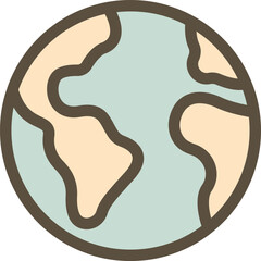 Simplified Globe Illustration with Earth Continents in Soft Tones