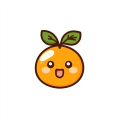 Fototapeta premium Cute cartoon orange with a happy face