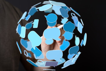 Conceptual image of a network of communication, ideas, and conversations.