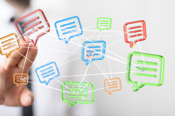 Visual representation of interconnected global communication and messaging.