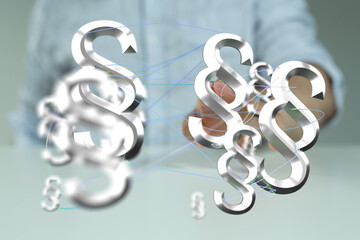 Abstract image of interconnected paragraph symbols representing legal network, law, and regulations.