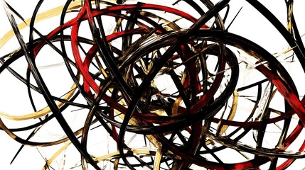 Abstract Red Gold Black Swirl Painting Modern Art