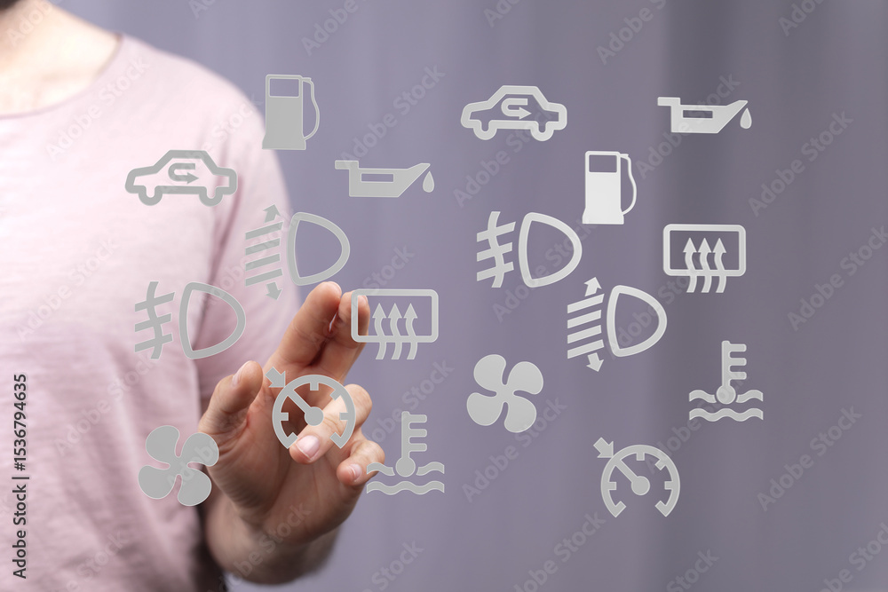 Poster Learn to identify and understand common car dashboard warning lights and symbols for safe driving.