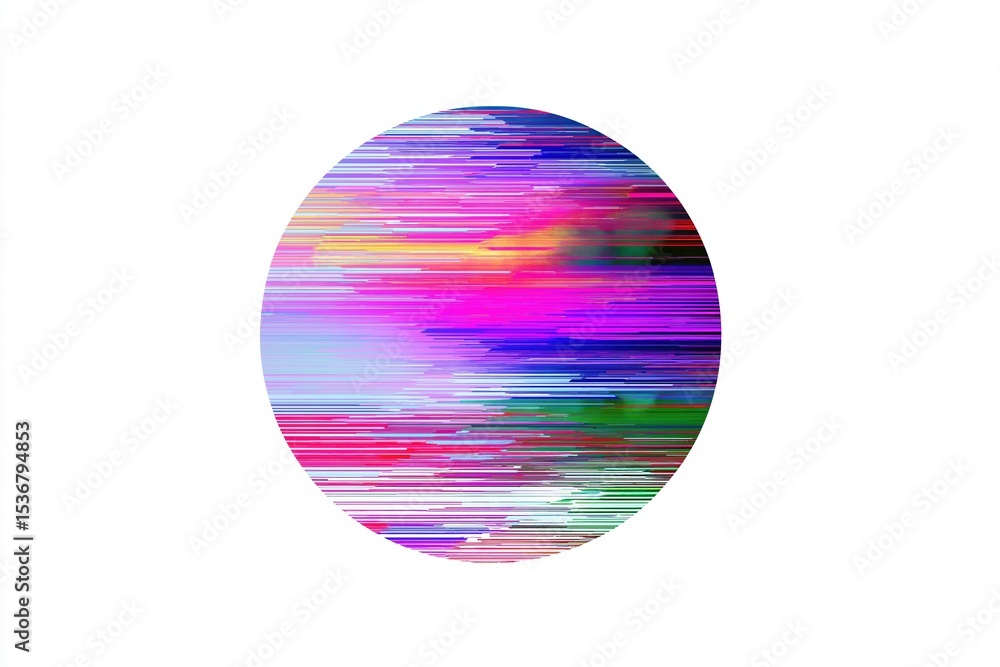 Poster colorful abstract circular design with horizontal stripes and gradient patterns