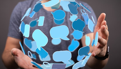 Abstract image depicting global communication and social media interaction.