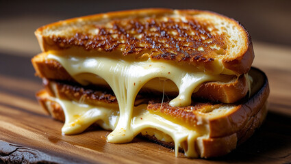 Crispy Grilled Cheese Stack with Melty Cheese Layers

