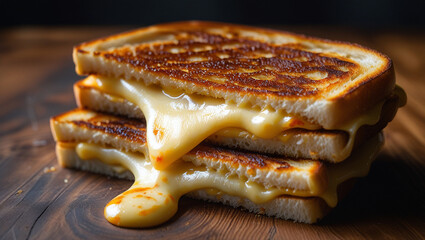 Cheesy Toasted Bread with Melted Cheese Dripping

