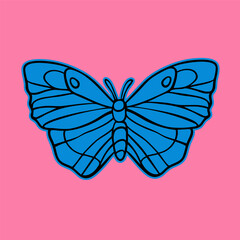 Colorful Butterfly, moth. Abstract simple shape. Hand drawn modern Vector illustration. Isolated design element. Poster, logo, sticker, print, design template