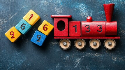 Wooden train toy with number blocks (1)
