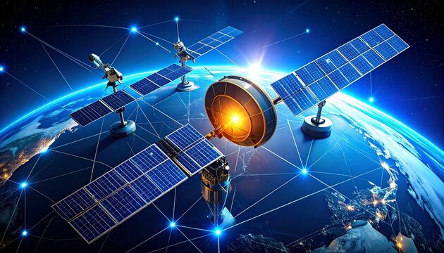 Satellites in orbit around earth showcasing advanced communication and data collection systems
