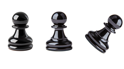 Sleek Black Chess Pawns Strategy Game Piece Set Studio Shot, transparent background