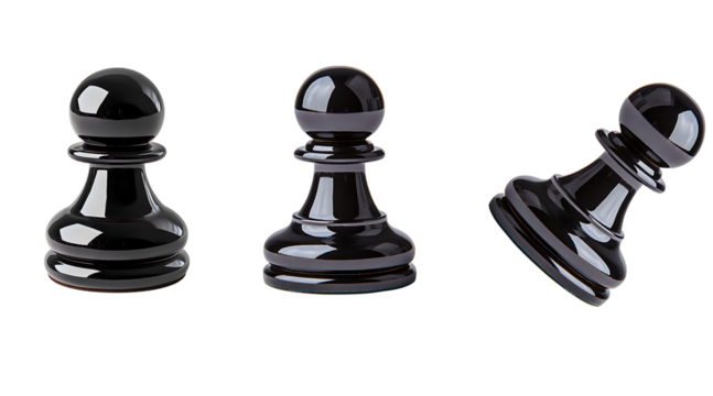 Sleek Black Chess Pawns Strategy Game Piece Set Studio Shot, transparent background