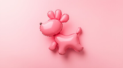 On a pink background, a dog-shaped balloon adds a touch of creativity and charm to the composition.


