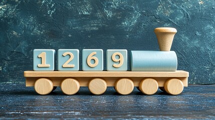 Wooden train toy with numbered blocks