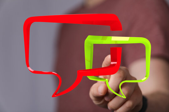 3D render of speech bubbles, ideal for communication, feedback, and discussion concepts.