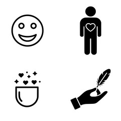 Feeling of Gratitude Vector Icon Set for Positive Psychology