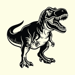 T-Rex Dinosaur Silhouette Vector in Prehistoric Landscape